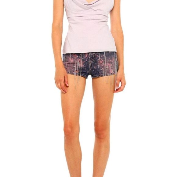 AMEN COUTURE Chain tessle Hot Denim Shorts size 40 4 S - Picture 3 of 9